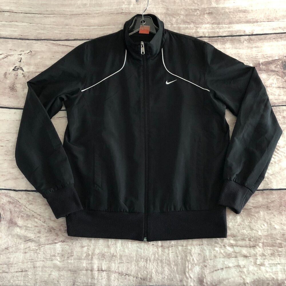 Nike The Athletic Dept Jacket L Womens Black White Swoosh Logo Track Windbreaker